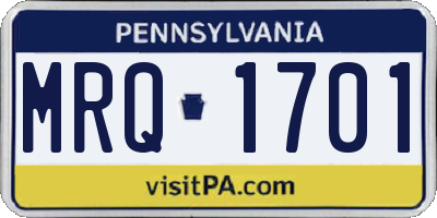 PA license plate MRQ1701