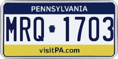 PA license plate MRQ1703