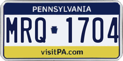 PA license plate MRQ1704