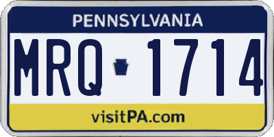 PA license plate MRQ1714