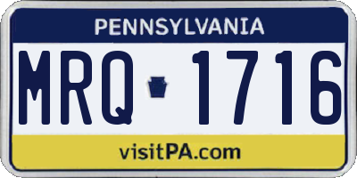 PA license plate MRQ1716