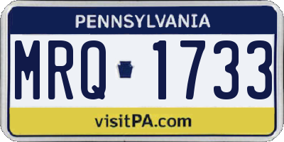 PA license plate MRQ1733