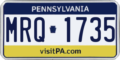 PA license plate MRQ1735