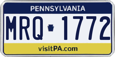 PA license plate MRQ1772