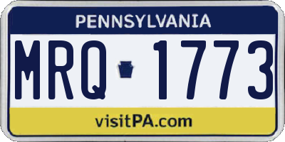 PA license plate MRQ1773