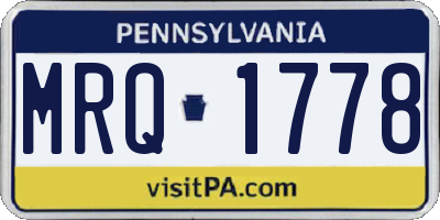 PA license plate MRQ1778