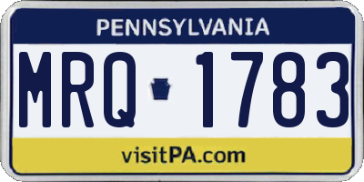 PA license plate MRQ1783