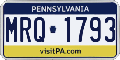 PA license plate MRQ1793