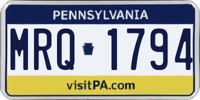 PA license plate MRQ1794