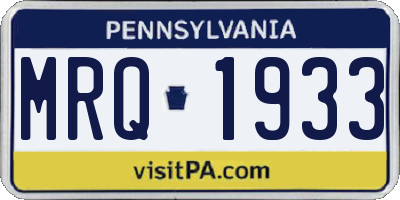 PA license plate MRQ1933