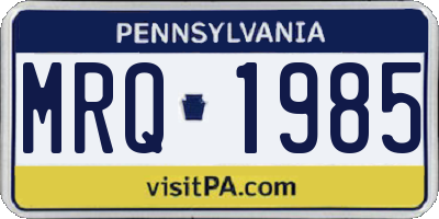 PA license plate MRQ1985