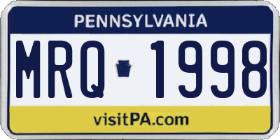 PA license plate MRQ1998