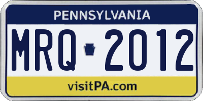 PA license plate MRQ2012