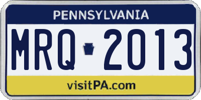 PA license plate MRQ2013