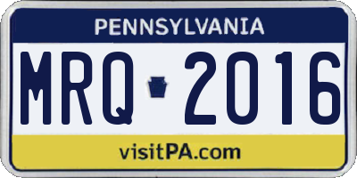 PA license plate MRQ2016
