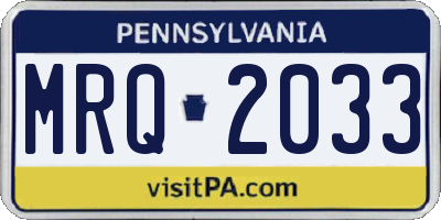 PA license plate MRQ2033