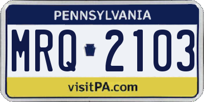 PA license plate MRQ2103
