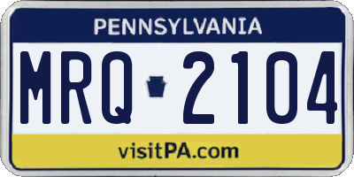 PA license plate MRQ2104
