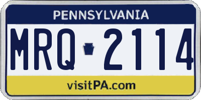 PA license plate MRQ2114