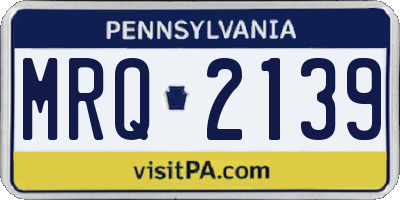PA license plate MRQ2139