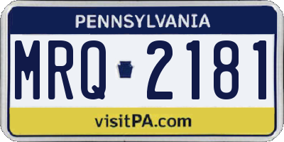 PA license plate MRQ2181
