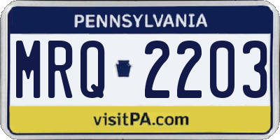 PA license plate MRQ2203