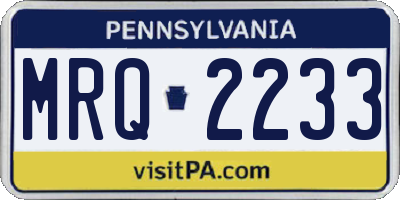 PA license plate MRQ2233