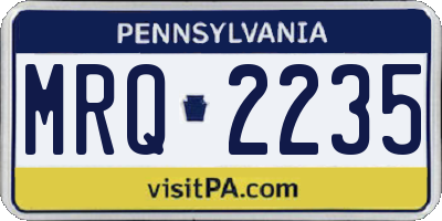 PA license plate MRQ2235