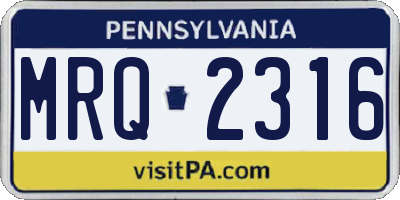 PA license plate MRQ2316