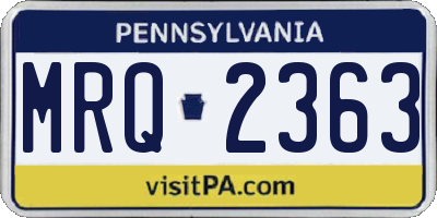 PA license plate MRQ2363