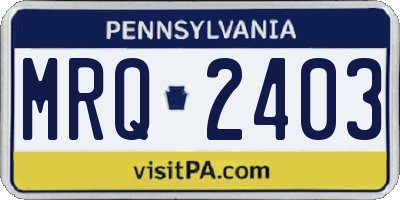 PA license plate MRQ2403