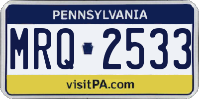 PA license plate MRQ2533
