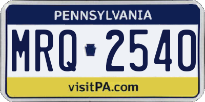 PA license plate MRQ2540