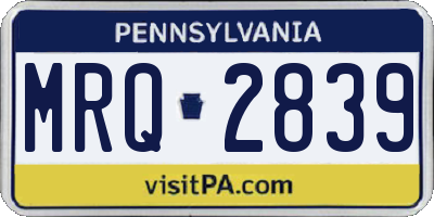 PA license plate MRQ2839