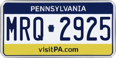 PA license plate MRQ2925
