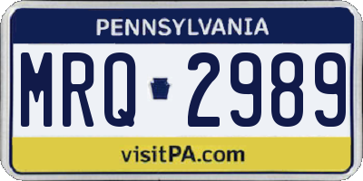 PA license plate MRQ2989