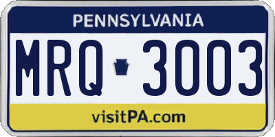 PA license plate MRQ3003