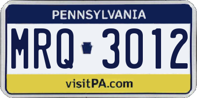 PA license plate MRQ3012