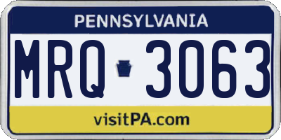PA license plate MRQ3063