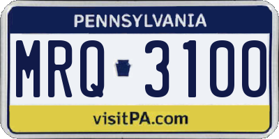 PA license plate MRQ3100