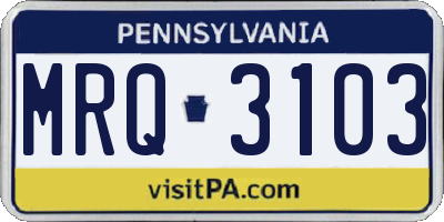 PA license plate MRQ3103