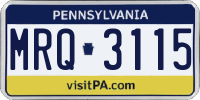 PA license plate MRQ3115