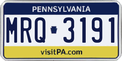 PA license plate MRQ3191