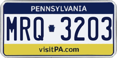 PA license plate MRQ3203
