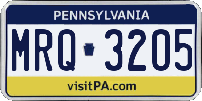 PA license plate MRQ3205