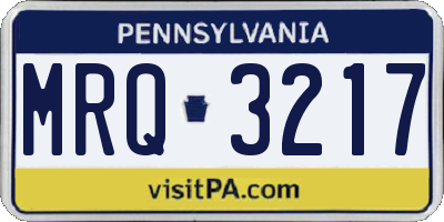 PA license plate MRQ3217