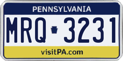PA license plate MRQ3231