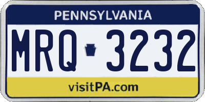 PA license plate MRQ3232