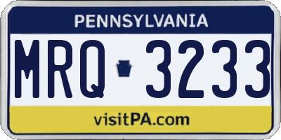 PA license plate MRQ3233