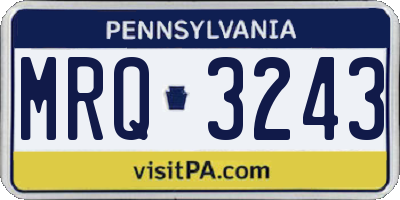PA license plate MRQ3243
